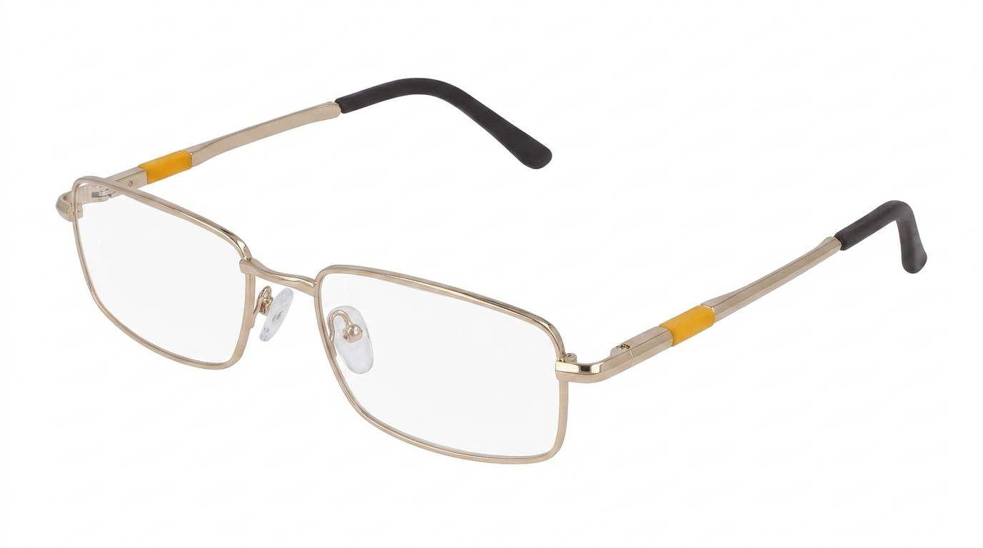 Armação em titânio dourado com detalhe amarelo